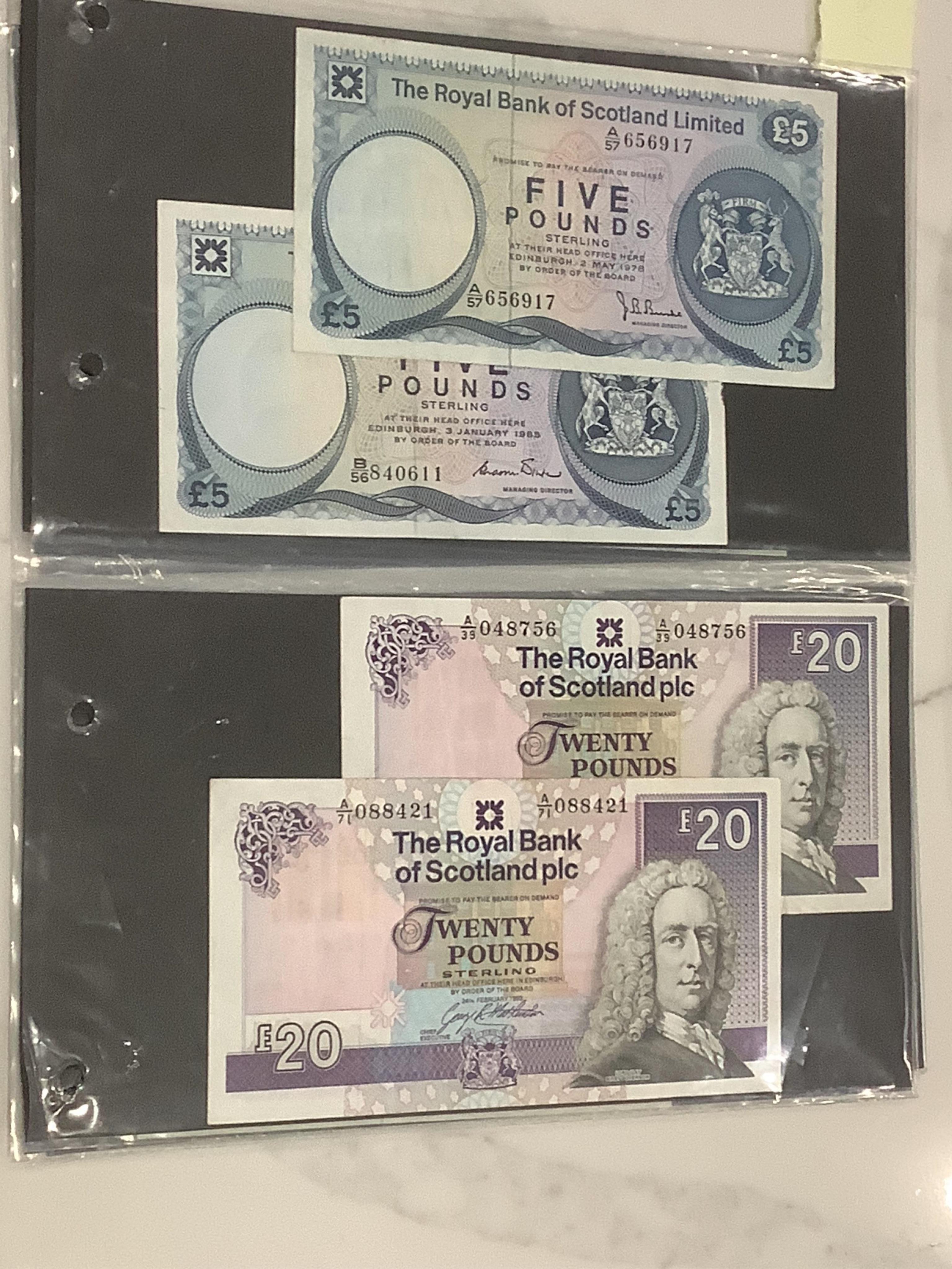 Twenty assorted ERII Royal Bank of Scotland banknotes